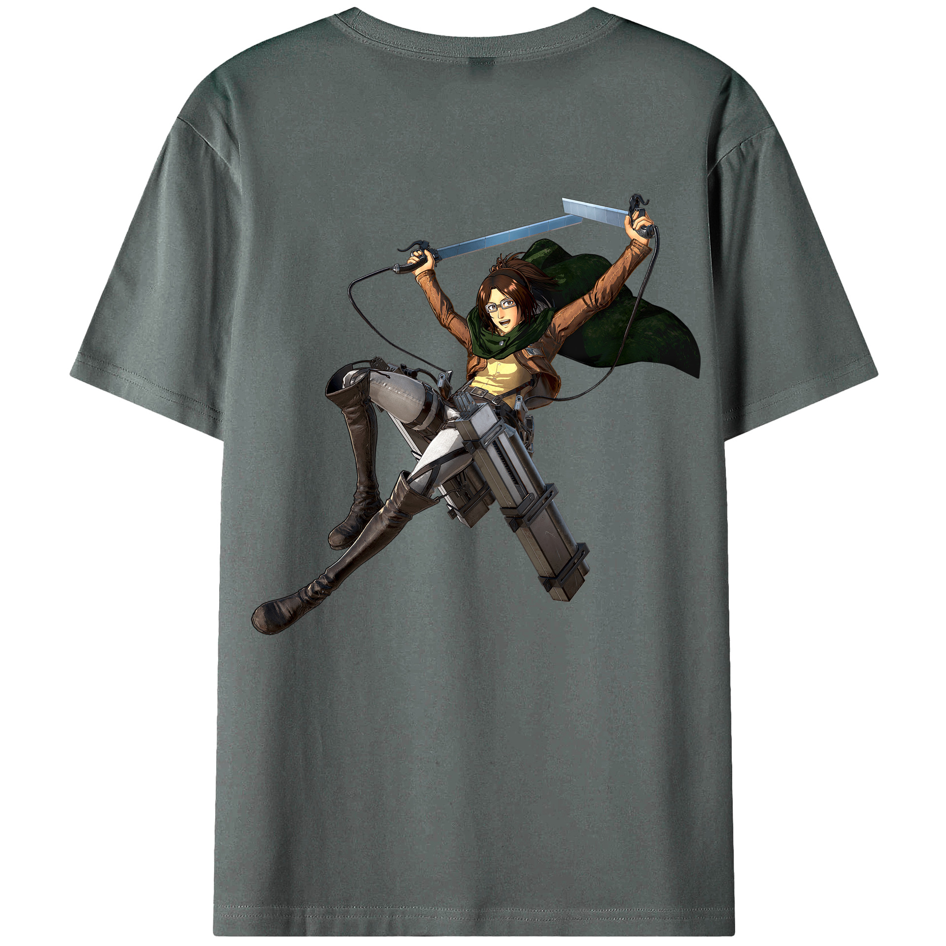 （画像用） 進撃の巨人 ハンジ·ゾエ Attack on Titan Hanji Zoe 綿100％ メンズ半袖Tシャツ（バックプリント） 通気性
